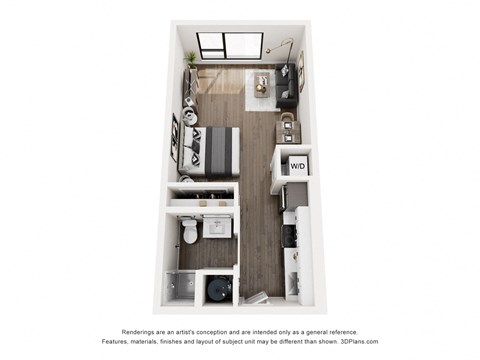 Floor plan for studio, 1 bath, 440 sqft